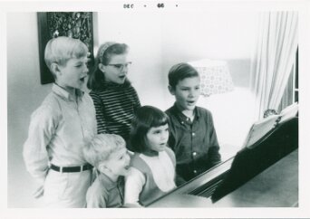 1966 A staged photo taken at our new house in Long Lake at “Rural Route 2, Box 619”, later renamed to 292 Heather Lane.