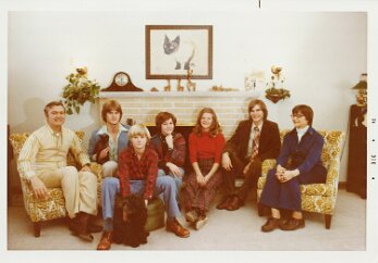 1976 With the previous pictures, all four walls of the Long Lake living room have been used as the backdrop.