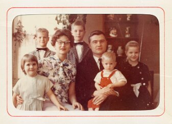 1964 Photo taken at Thanksgiving by a Polaroid instant camera, then copies placed into photo-insert cards