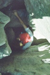 R2_003 The climb involves clambering through chimneys