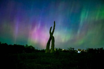 Franconia Aurora An unusually strong geomagnetic storm brings aurora far south from its normal home in the arctic. Here at Franconia Sculpture Park near Taylors Falls MN, one of...