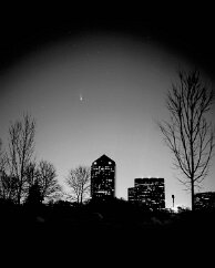 Hale-Bopp over Hyland Tower This picture was taken with a Kiev-88, which is a Russian-made clone of a Hasselblad (a high quality camera that was taken to the moon). It uses the larger size...