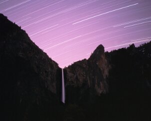 Bridalveil Falls The stars follow their gradual southern arcs parallel to the terrain during this 90 minute exposure. The water is unusually high this season, catching and...
