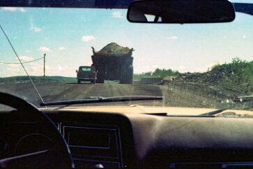 DownholeMagnetometer-2 We follow, at safe distance, one of the mining trucks on our way to the test sites.