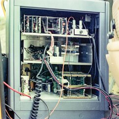 DownholeMagnetometer-7 A view of the backside of the downhole magnetometer system, revealing the collection of circuit boards, displays and chart recorders that had been kludged...
