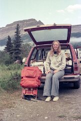 19760800-GlacierPark-1 Vicki's Dodge Colt station wagon was a great camping vehicle.