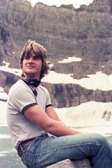 19760800-GlacierPark-14 Eric at Iceberg Lake, below Iceberg Notch.