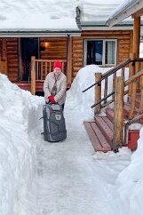 IMG_3696 Talkeetna Cabins, our home for two nights. Access was via the trench in the snow to its front deck.