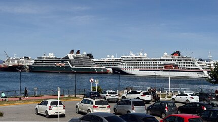 IMG_8544-Edit The harbor at Ushuaia Argentina, with tour ships preparing for their next voyage. These are 