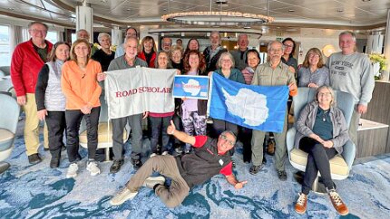 QKSW1981 Our Road Scholar group. Back row: Butch, Kevin, Cass, Lee, Kathy, John, Bonnie, Poldi, Thor, Ken, Leslie, Mary Beth, Peter. Front row: Judy, Deb, Paul, Travis,...