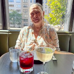 IMG_6447 Refreshing beverages at the Frick Collection, centuries of famous art pieces collected by an industrialist contemporary of Andrew Carnegie. We felt a little out...