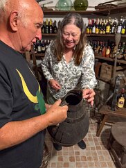 IMG_7829 A vessel made of wood and metal bands.